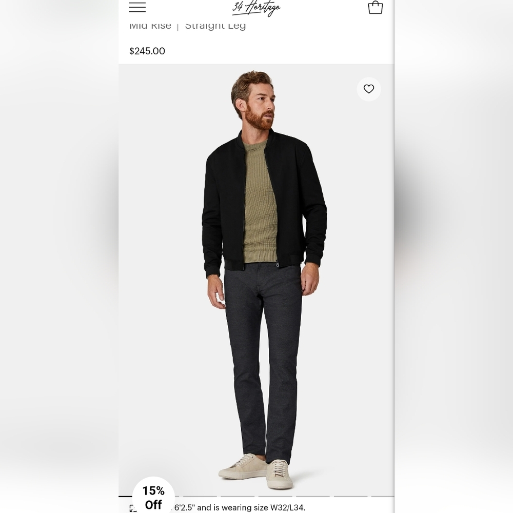 34 Heritage Black Courage Mid-Rise Pants